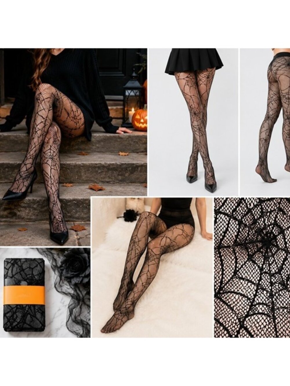 Hyde & EEK Spider Web Halloween Tights S/M